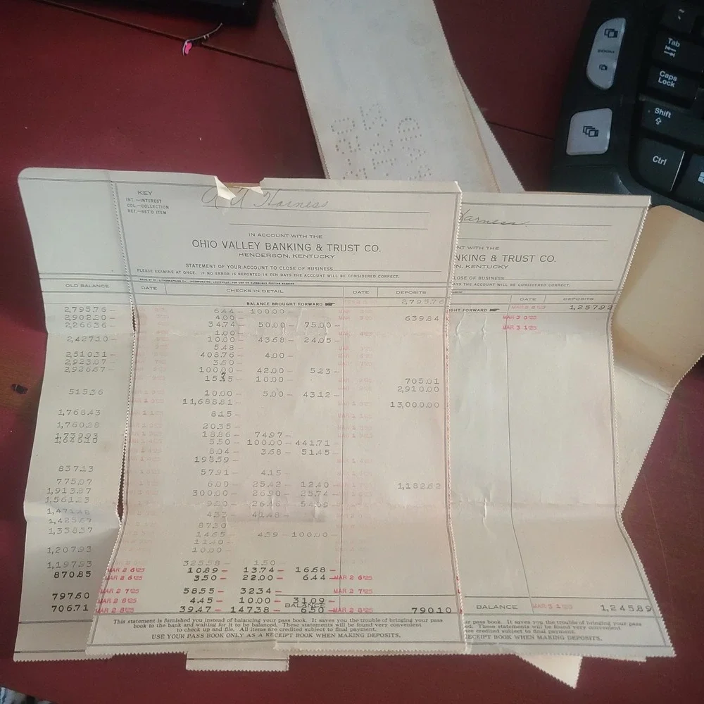 1925 - 95 Vintage‎ Checks Ledger Sheet Hendersonville KY Norris Lockett Hardware